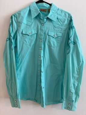 Wrangler Turquoise Western Button-Down Shirt